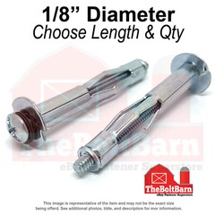 1/8″ Hollow Wall Drywall Anchor Standard Point Zinc Clear (Choose Length & Qty)