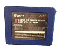 Astro 2181 8pc Double Cut Carbide Rotary Burr Set Die Grinder 1/4 in Shank