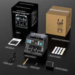 Money Counter with Value Count for USD/EUR/CAD, UV/MG/IR/DD/MT Counterfeit Detec
