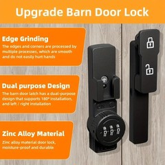 Flip Latch Lock With Combination 180° Swinging Door Lock No-drill AJ0N