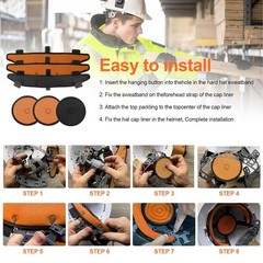 Reusable Hard Hat Top Pads and Washable Sweatbands for Safety Helmet Accessories