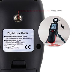 Illuminance Light Meter Luminometer Temperature Tester Data Storage 200,000 Lux