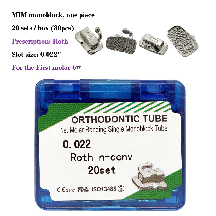 20Sets Orthodontic Buccal Tubes 1st 2nd Molar Dental MBT Roth 022 Molar Bracket