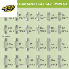 360Pcs Fast Blow Glass Fuse Assortment Kit 24 Values Automotive Fuses Kit 250V