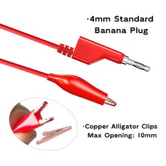 Stackabe Banana Plug to Alligator Clips Test Leads 5 Colors Flexible Wire Cable