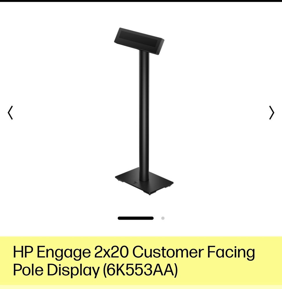 HP Hewlett Packard Engage 2X20 Black Pole Customer Display 6K553AA Brand New