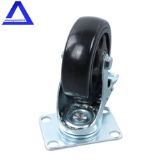 4Pcs Heavy Duty Polyurethane Black Casters 4-Inch 360 Rotation WIth Brake Caster