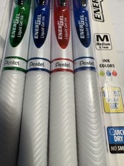 4 Pentel EnerGel PEARL M 0.7 MEDIUM TIP BLUE GREEN RED LIQUID GEL PEN 27205