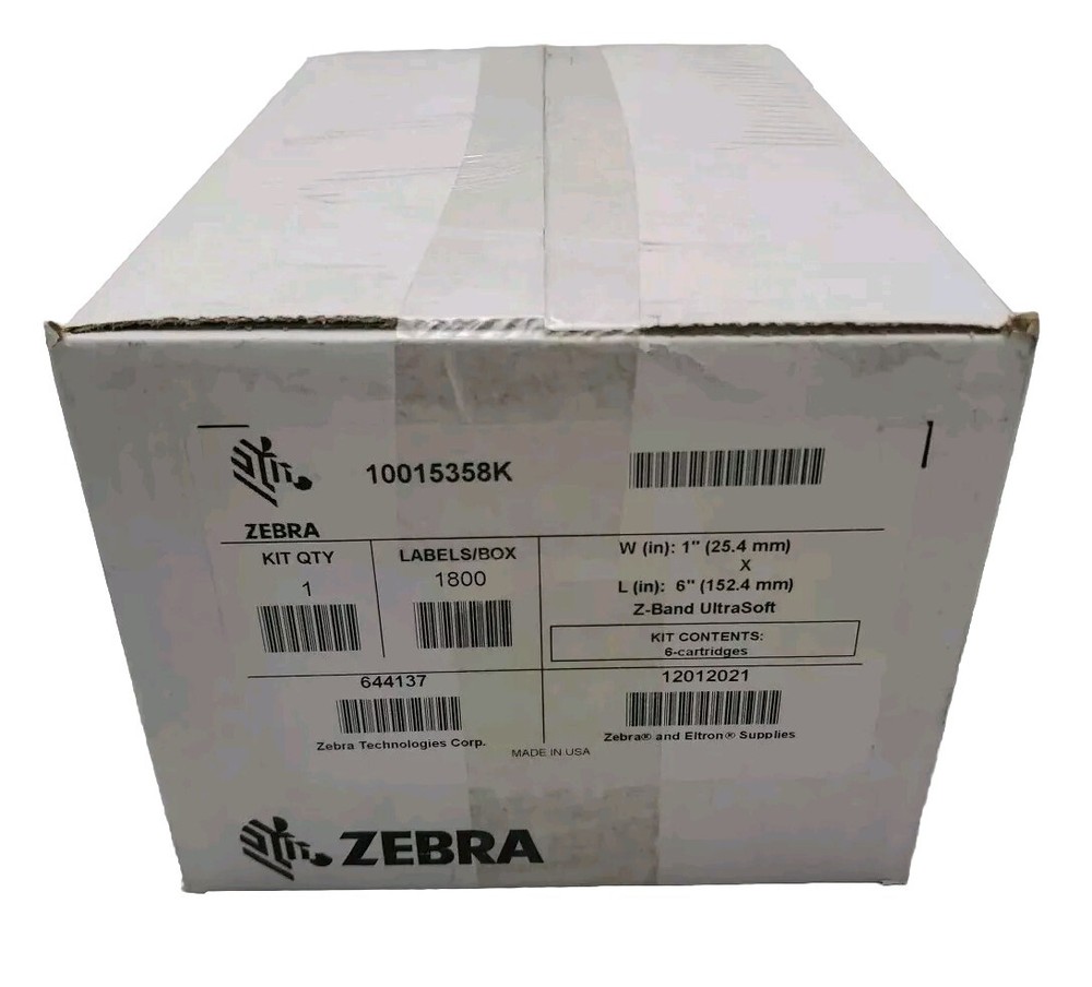 6 Pack) Zebra Z-Band Ultra Soft Infant Wristband 1″x6″ HC100 Cartridge 10015358K