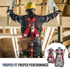 Full Body Harness w/detachable 6′ Internal Shock Absorbing Lanyard w/ Steel Hook