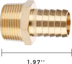 2pcs Brass Hose Barb Fitting, 3/4″ Barb x 3/4″ NPT Male, Adapter, NPT Male to…