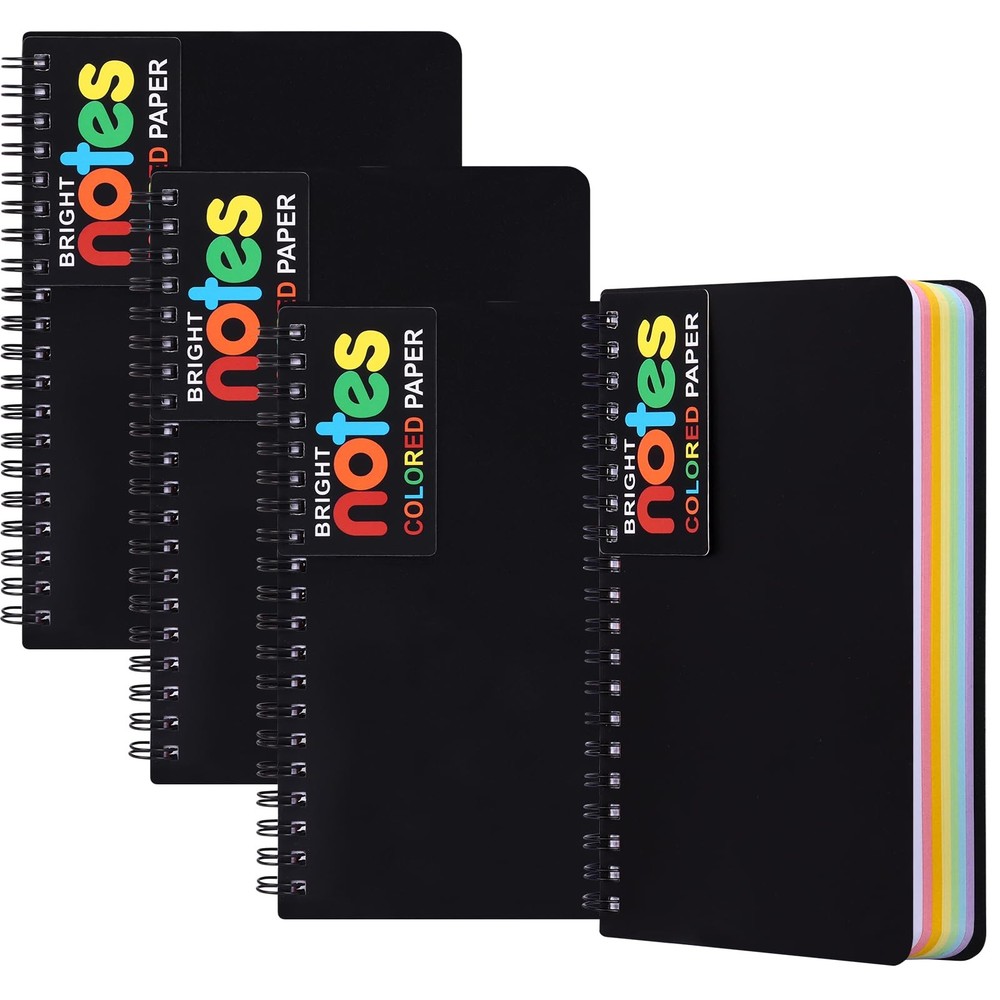 LABUK 4 Pack 5 x 7in Spiral Notebook, Journals, Poly Cover multicolor