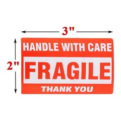 Fragile Stickers 1 Roll 500 2″x3″ Fragile Label Sticker Handle With Care Mailing
