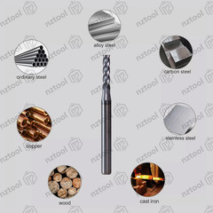 10 PCS 4 Flute 1/16″ x 1-1/2″ Overall Length Carbide End Mill -AlTiN Coated