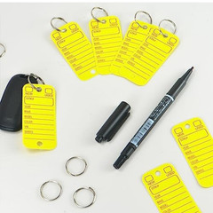 Poly Key Tags Plastic Key Tags w/ 200 Rings & 2 Markers Car Dealer 200 Pieces (f