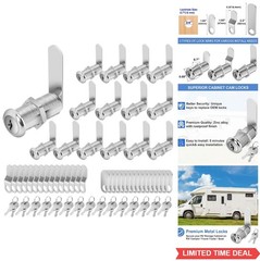 Cabinet Cam Lock 15 Pack Keyed Alike 1.5 Inch Zinc Alloy for RV Storage Tool Box
