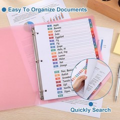 2 Set A-Z Alphabet Dividers for 3 Ring Binder, 20 Tab Binder Dividers with Ta…