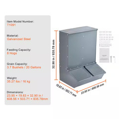 Hog Feeder, 3.7Bushel Capacity, Double Door, Heavy Duty Steel, Multipurpose for