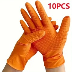 Heavy Duty Orange Nitrile Gloves 8Mil Industrial Disposable Gloves with Diamond