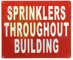 SPRINKLER THROUGHOUT BUILDING SIGN (10X12, RED, ALUMINUM) -REF24-1027