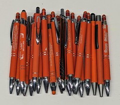 20ct Lot Misprint Metal Retractable Click Pens: ORANGE Tangerine/Tiger/Merigold