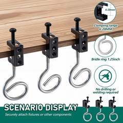 100 Set of 1/4″-20 Spring Steel Beam Clamps with Bridle Rings for Woodwork