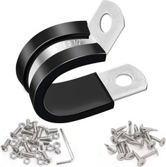 50pcs 1/2 Inch Cable Clamps 304 Stainless Steel Rubber Cushion Insulated Wire Cl
