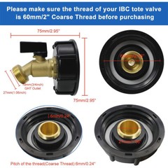 275-330 Gallon IBC Tote Tank Adapter 2″ Brass Coarse Thread Hose Faucet Valve