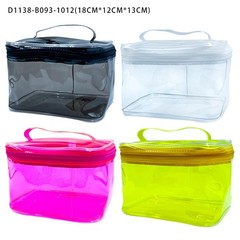 TotePrint 2PCS Clear Handle Zipper Cosmetic Bag and 2 Pcs Transparent