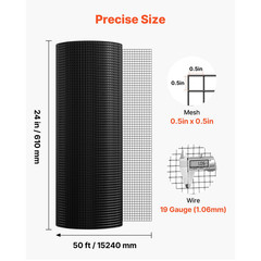 24in x 50ft Hardware Cloth Wire Mesh Roll 1/2 in 19 Gauge Chicken Fence