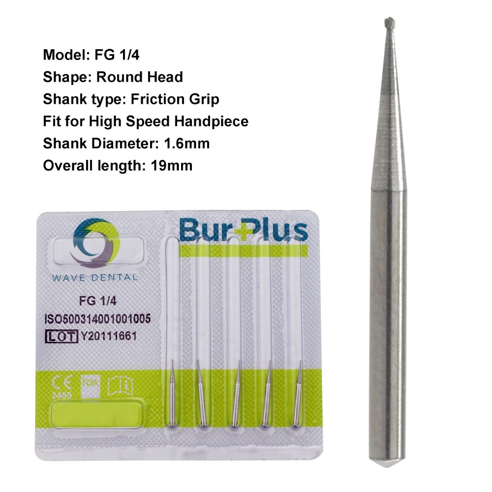Wave Dental Surgical Carbide Burs High Speed Friction Grip Round Pear 330 25mm
