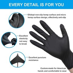 FINITEX Large Pack of 100 Black Nitrile Disposable Medical Gloves 6 mil