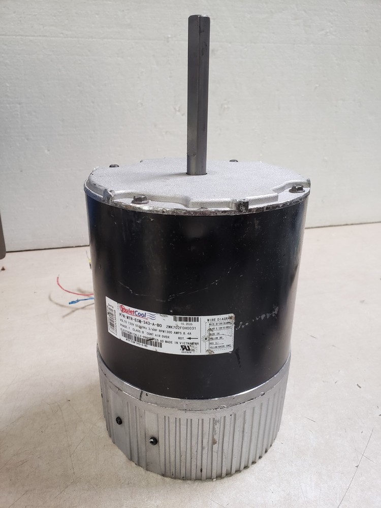 QuietCool Motor 120V 50/60Hz 3/4HP 1300RPM 1 Phase MTR-ECM-343-A-B0