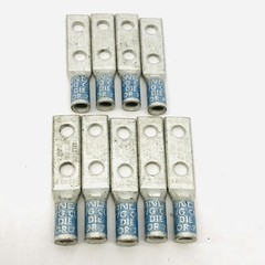 LOT OF 9 BURNDY YA6CL2TC10 BLUE DIE 2 HOLE LUG 6AWG 374/7