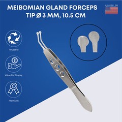 Meibomian Gland Expressor Forceps Tweezer High Precision for Meibomian Flap, 3MM