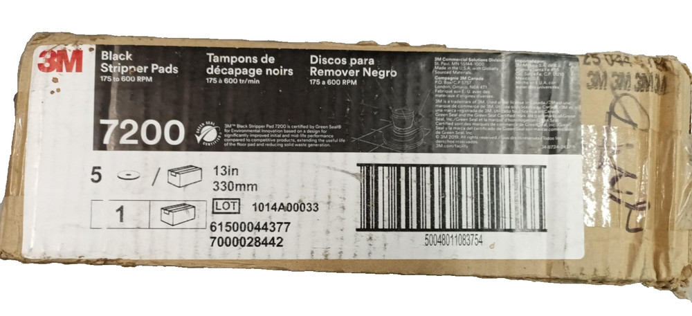 3M Black Stripper Pad 7200 13″ 330 mm Pack of 5