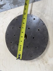 Lathe Face plate 10” diameter unsure of treads hole measures about 1.5”