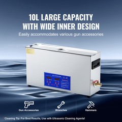 VEVOR 10L Ultrasonic Gun Cleaner 300W Ultra Sonic Cleaner Timer Heater Basket