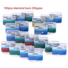 100PCS Dental Diamond Burs for High Speed Handpiece Medium FG 1.6mm AZDENT USA