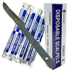 Sterile Disposable Scalpel #20 | 10 x Pack | Carbon Steel Blade + Plastic Handle