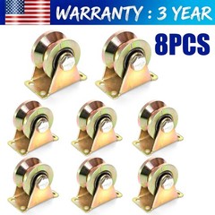 8x 2in 2″ V Groove Wheel Sliding Gate Bracket Roller Heavy Duty Caster Wheels US