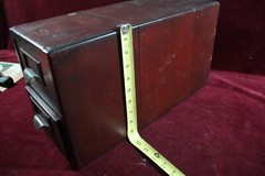 ** ANTIQUE GLOBE WOOD INDEX FILE CABINET TABLETOP RECIPE SCHOOL GENERAL STORE **