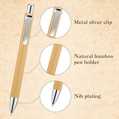 150pcs Bamboo Ballpoint Pens Bulk Wooden Retractable Black Ink 1mm Writing USA