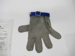 Berkeley , Stainless Steel Chain Mail Protective Glove , Large / Blue