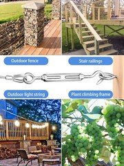 Outdoor Turnbuckle Wire Tensioner Kit 1/16 Vinyl Coated 100Ft Stainless Steel