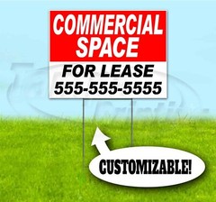COMMERCIAL SPACE FOR LEASE CUSTOM 18×24 Yard Sign WITH STAKE Bandit USA REALTY