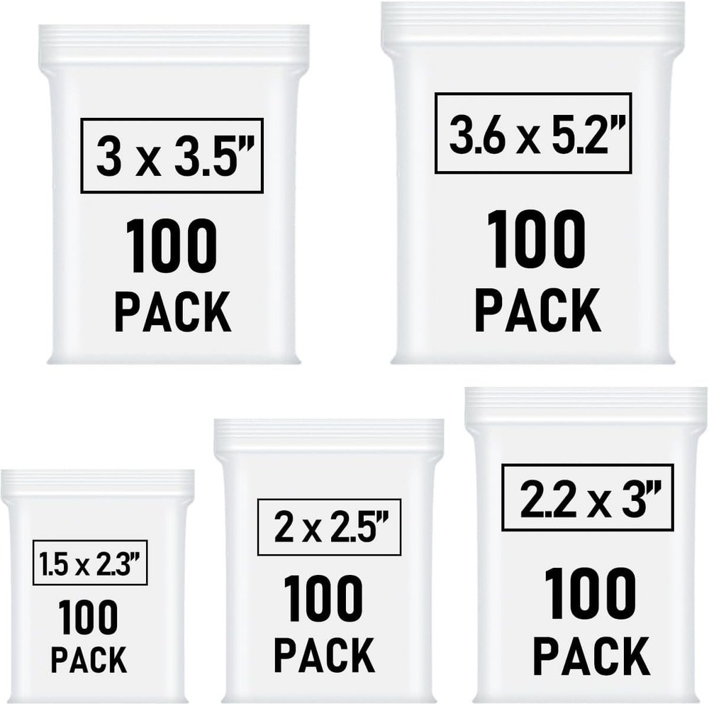 Small Plastic Bags Mini Zip Lock Bags for Jewelry Pill Candy Assorted 500 Pcs