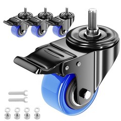 Heavy Duty 2″ Caster Wheels Set of 4 with Locking, Smooth Quiet Rolling for Furn