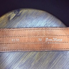 Don Hume Duty Belt Size 32″ Black High Gloss Quad Stitched Leather B120 2.25″