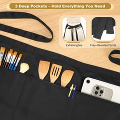 Black Server Aprons 2-Pack Adjustable Water Resistant Waist Half Pockets